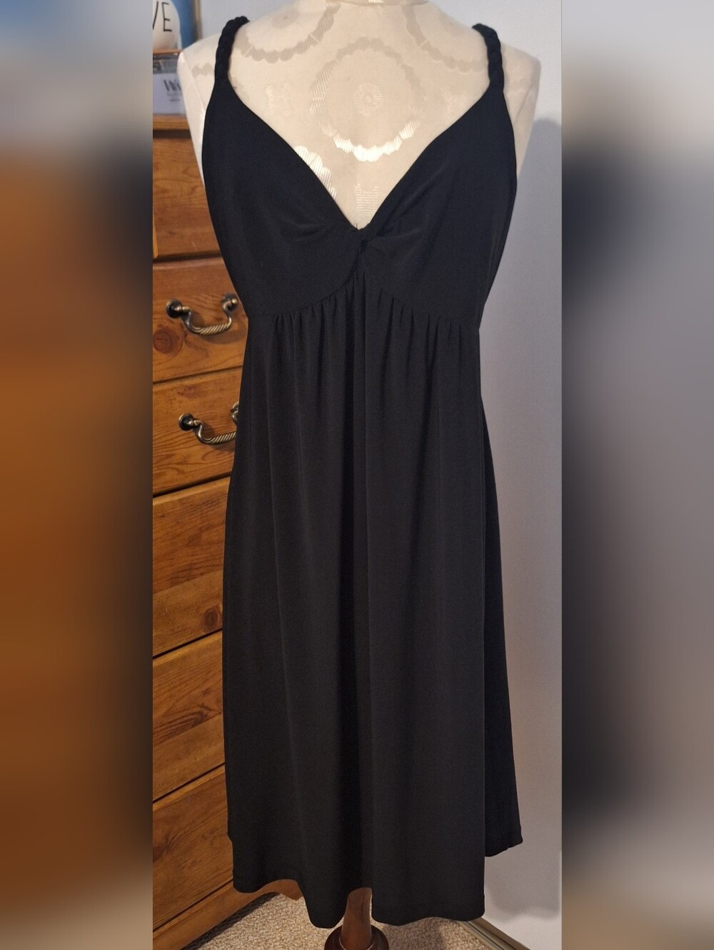 Classic Black Spaghetti Strap Midi Dress